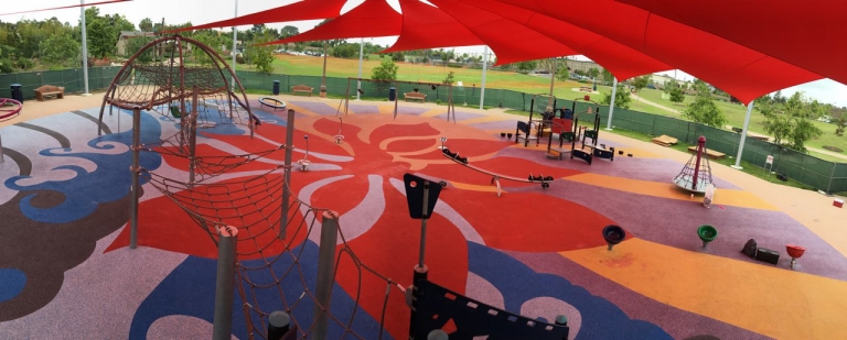 SpectraPour Playground Surface System at Encinitas Community Park in Encinitas, CA.