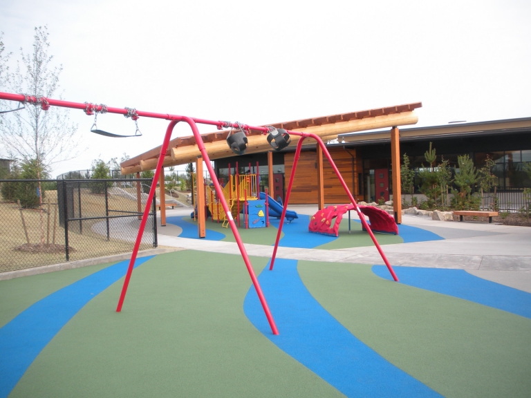 SpectraPour Playground Surface System at Muckleshoot Early Childhood Center in Auburn, WA.