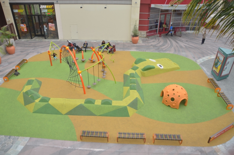SpectraPour playground safety surface System at Westfield UTC Mall in San Diego, CA.