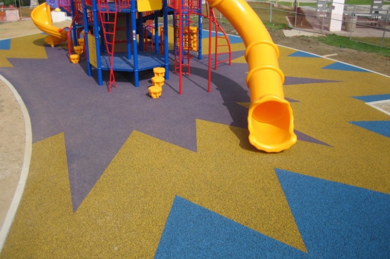 SpectraPour CA Rubber Playground System at Morgan Park in Baldwin Park, CA.