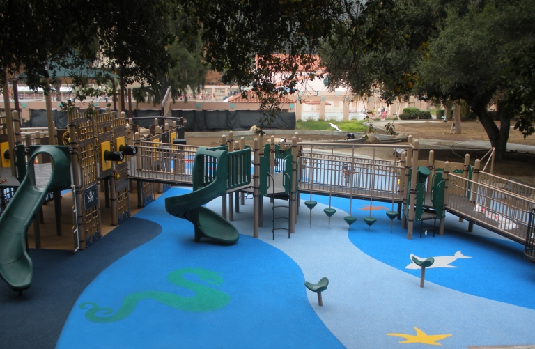 SpectraPour playground safety surface at Reeses Retreat in Pasadena, CA.