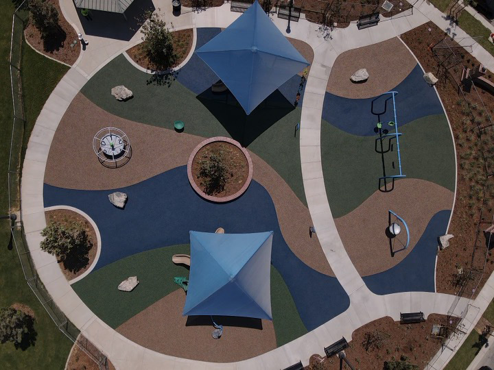 aerial parklane community park rubber playground surface
