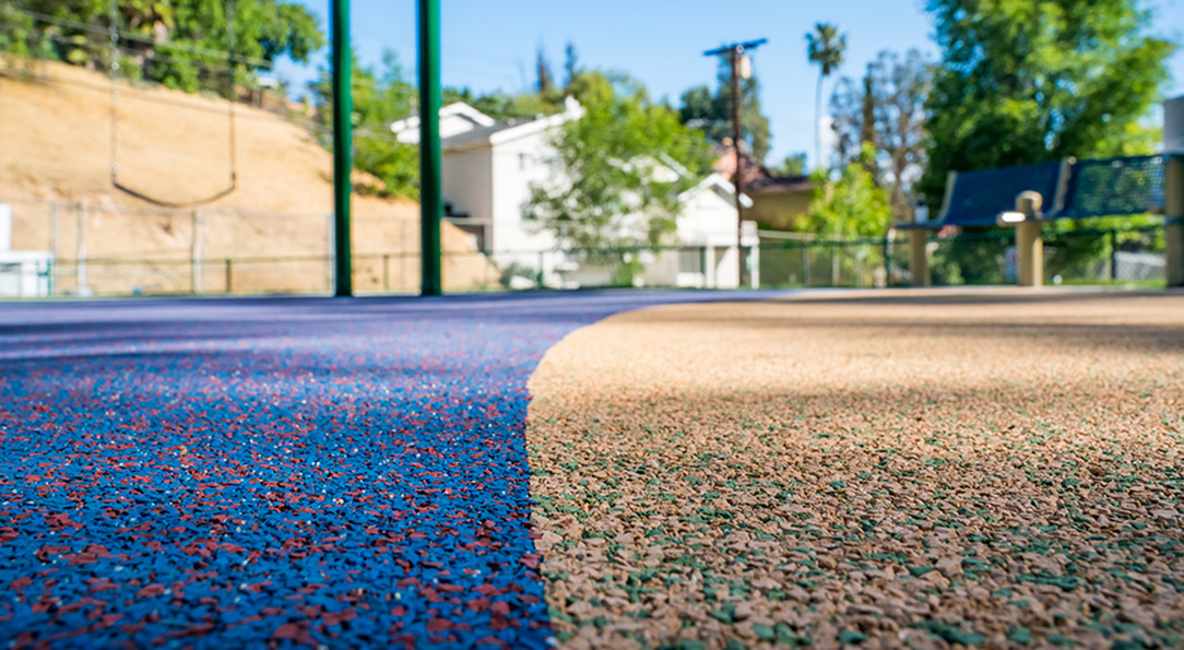 spectrapour rubber installation on a playground