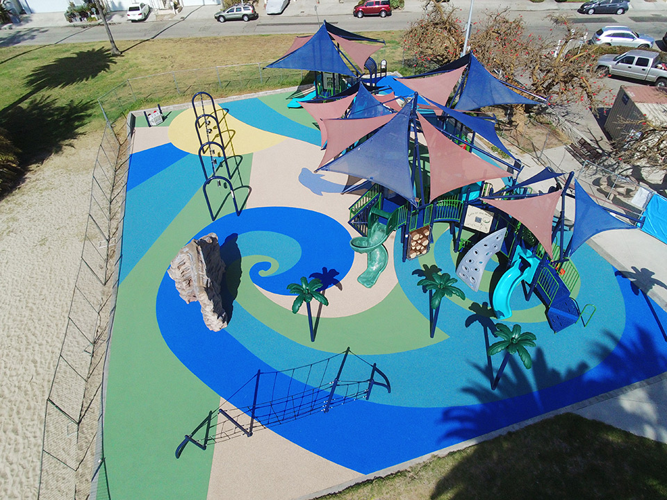 Aerial view of the Del Rey Lagoon Park