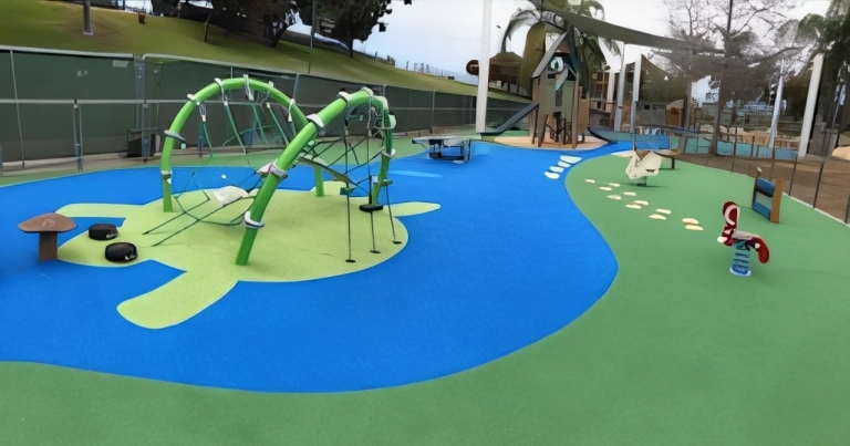 green and blue playground