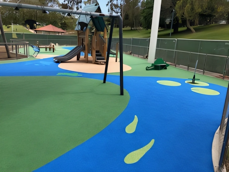 playground surfacing that looks like a river