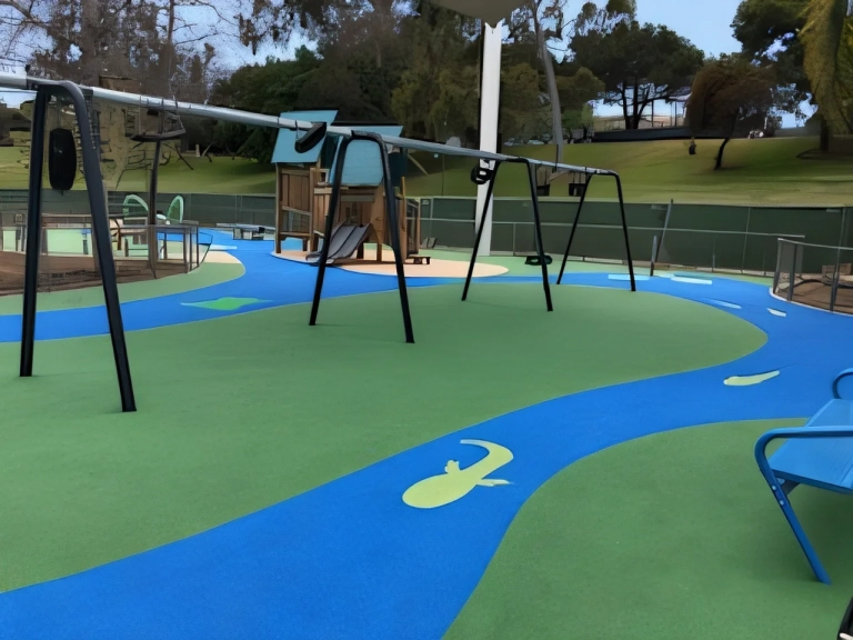 playground surfacing that looks like a river
