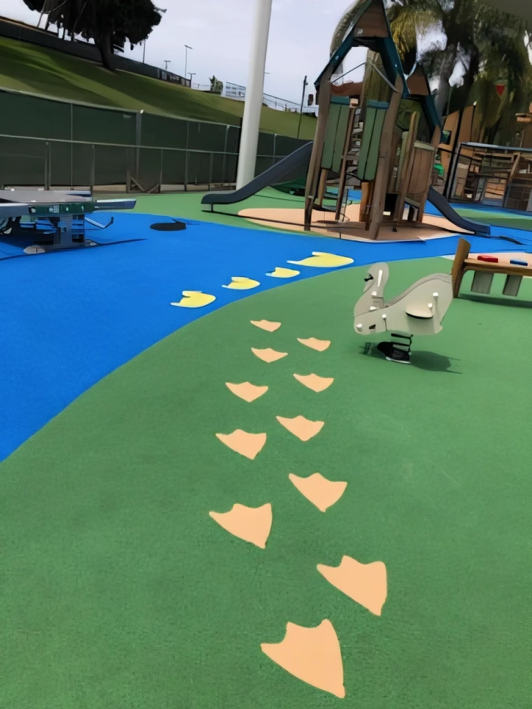 duck foot prints in custom playground surfacing