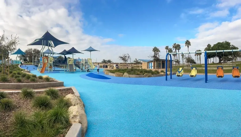 bright blue playground