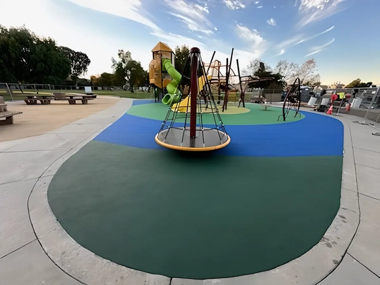 custom green and blue playground surfacing