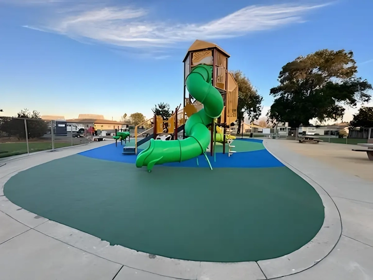 green playground slide