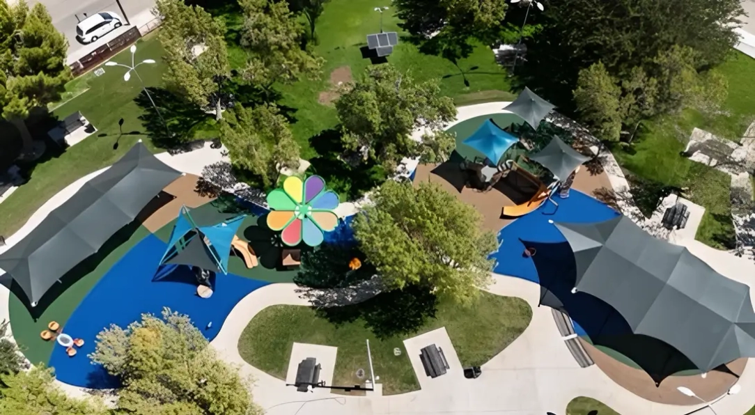 aerial view of custom playground